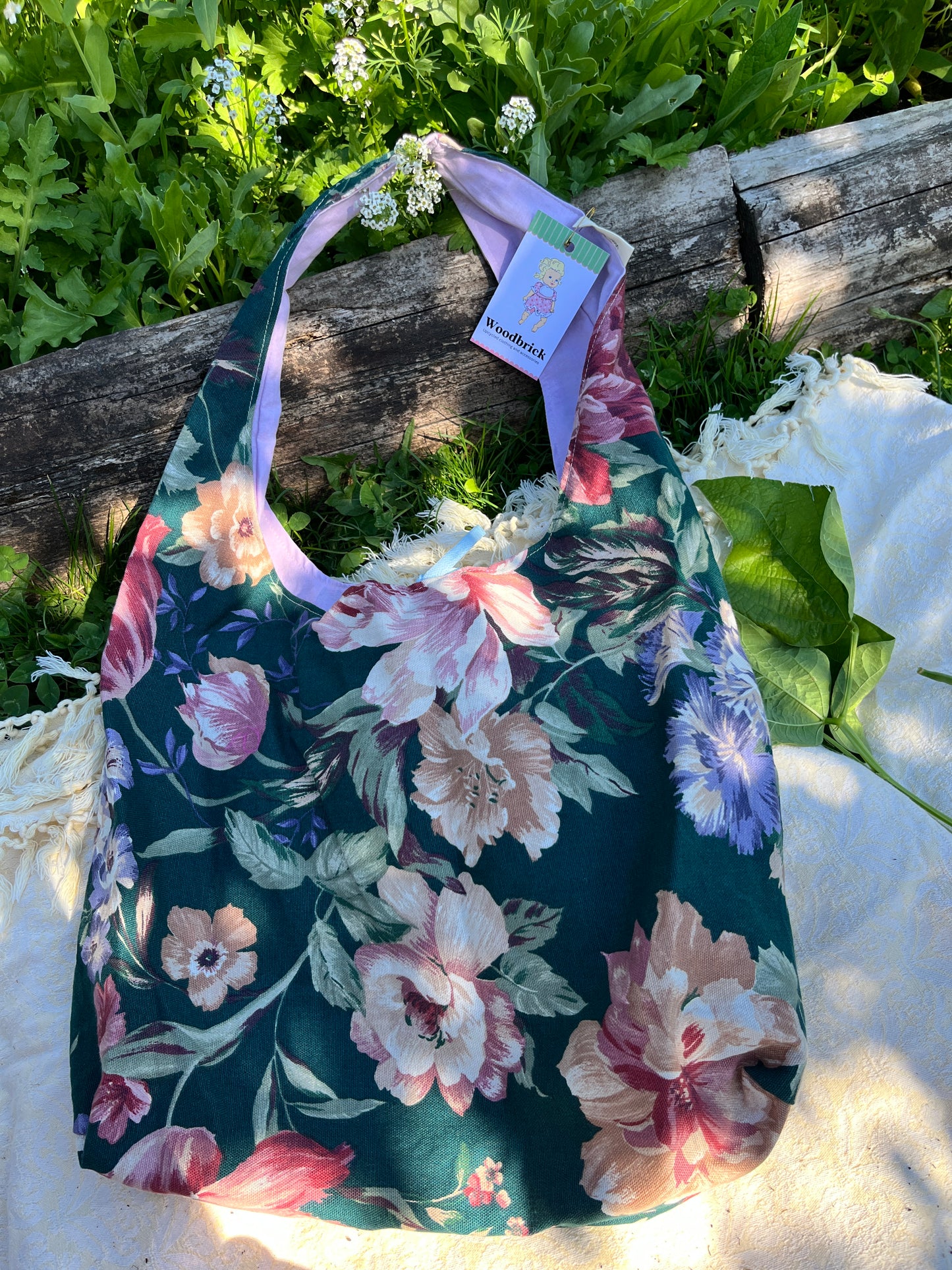"Rich in Flowers" Slouchy Tote - Large