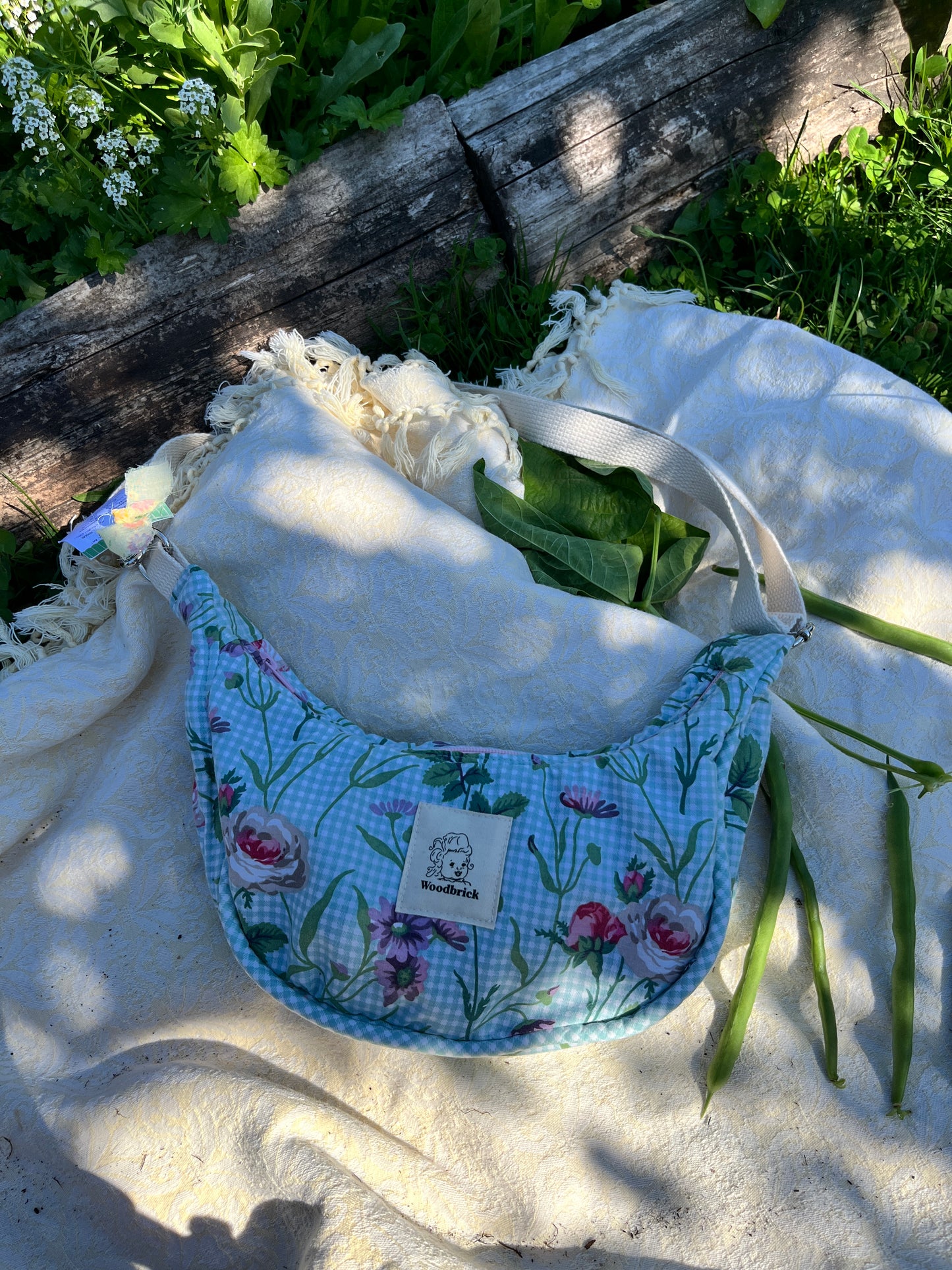 "Porch Swing" Upcycled Sidekick Crescent Bag