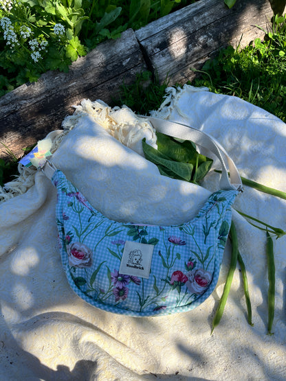 "Porch Swing" Upcycled Sidekick Crescent Bag