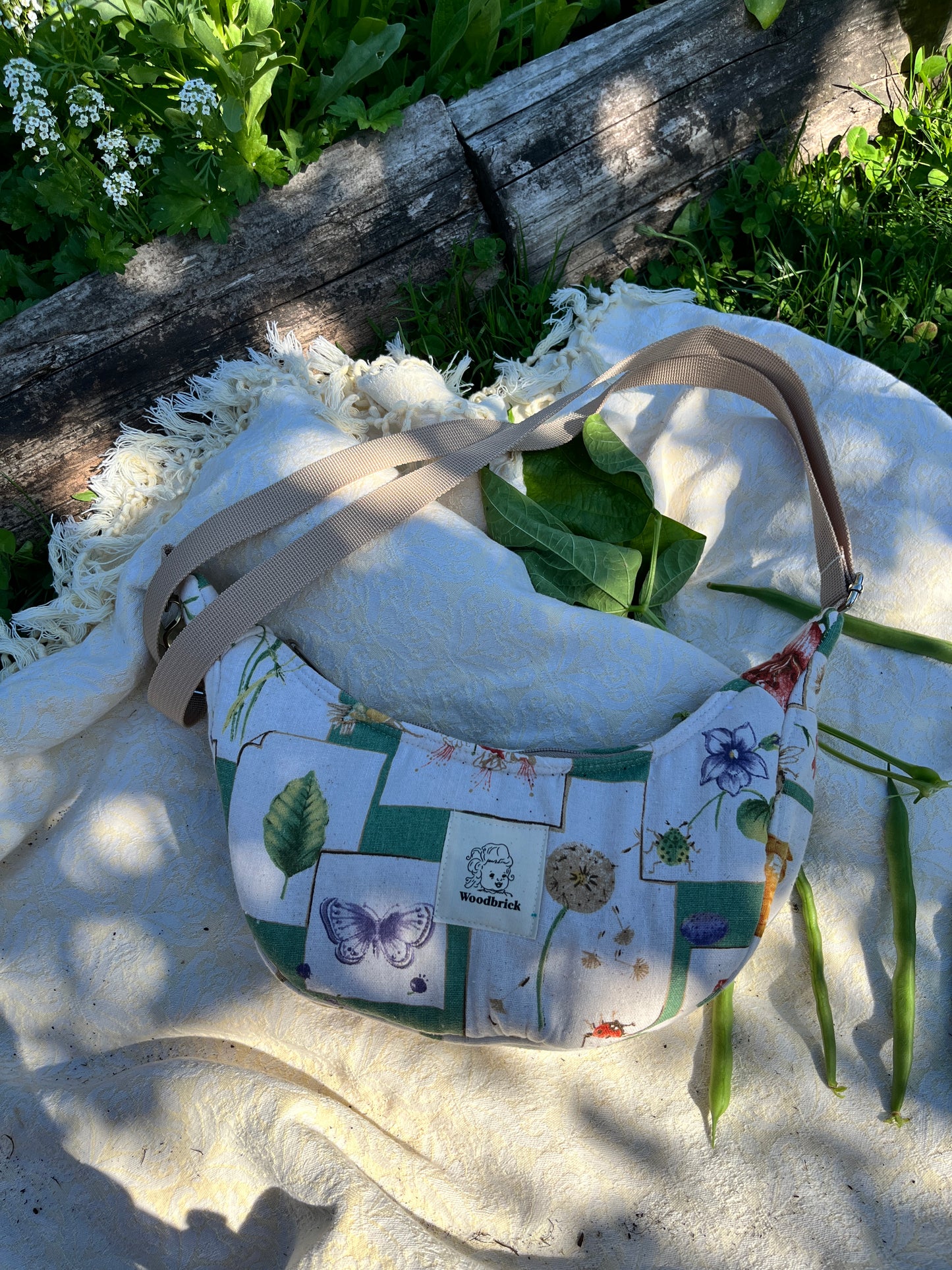 "Flora and Fauna" Sidekick Crescent Bag