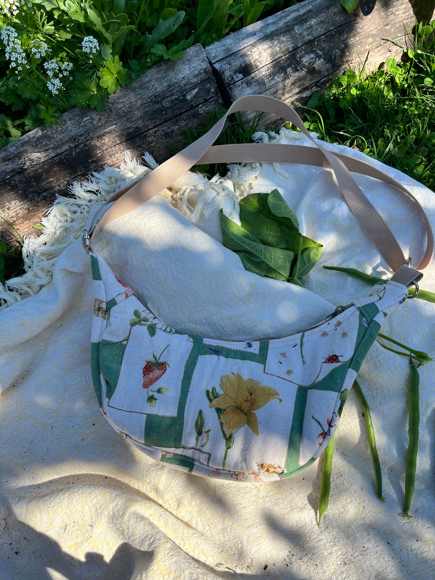 "Flora and Fauna" Sidekick Crescent Bag
