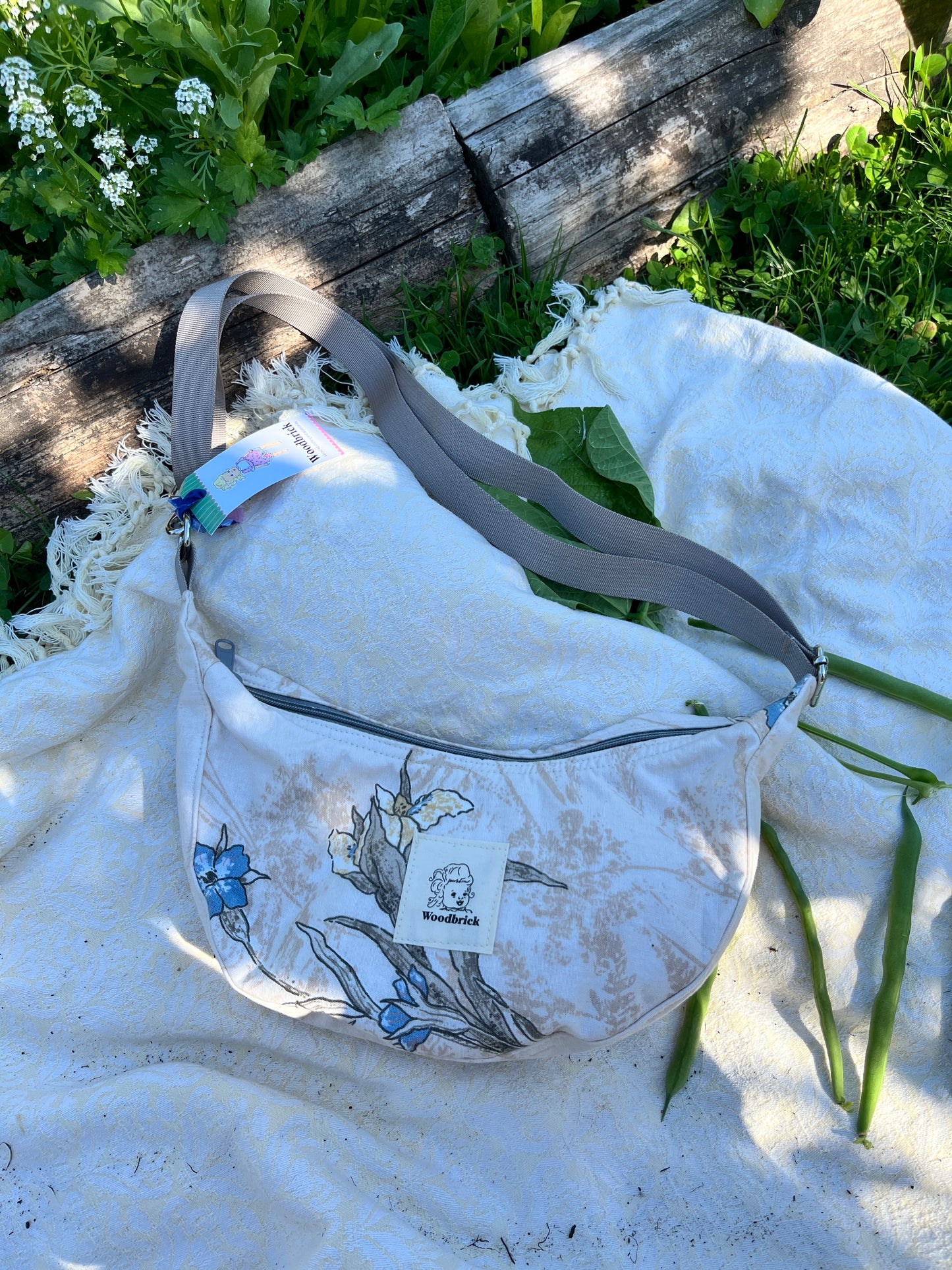 "Driftwood" Upcycled Sidekick Crescent Bag
