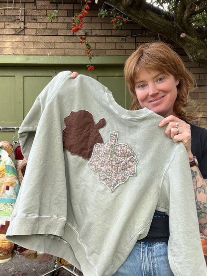 "Sage and time" Appliqued Sweater