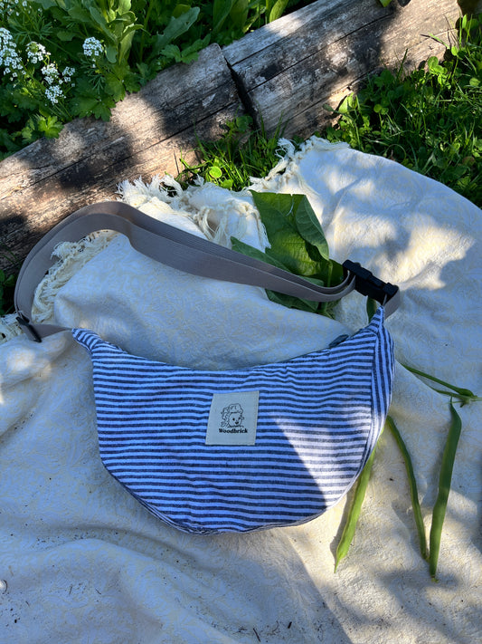 "Seabreeze" Upcycled Sidekick Crescent Bag