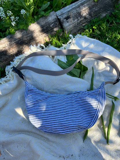 "Seabreeze" Upcycled Sidekick Crescent Bag