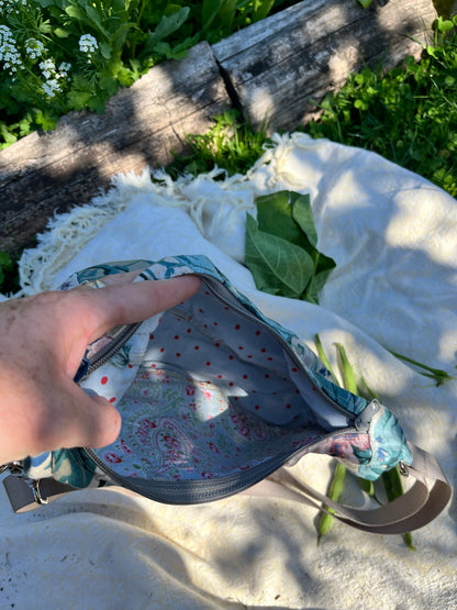 "Evening Shadows" Upcycled Sidekick Crescent Bag