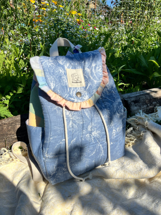 "Shimmering Water" Quilted Drawstring Backpack