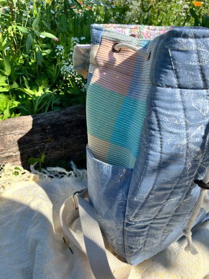 "Shimmering Water" Quilted Drawstring Backpack