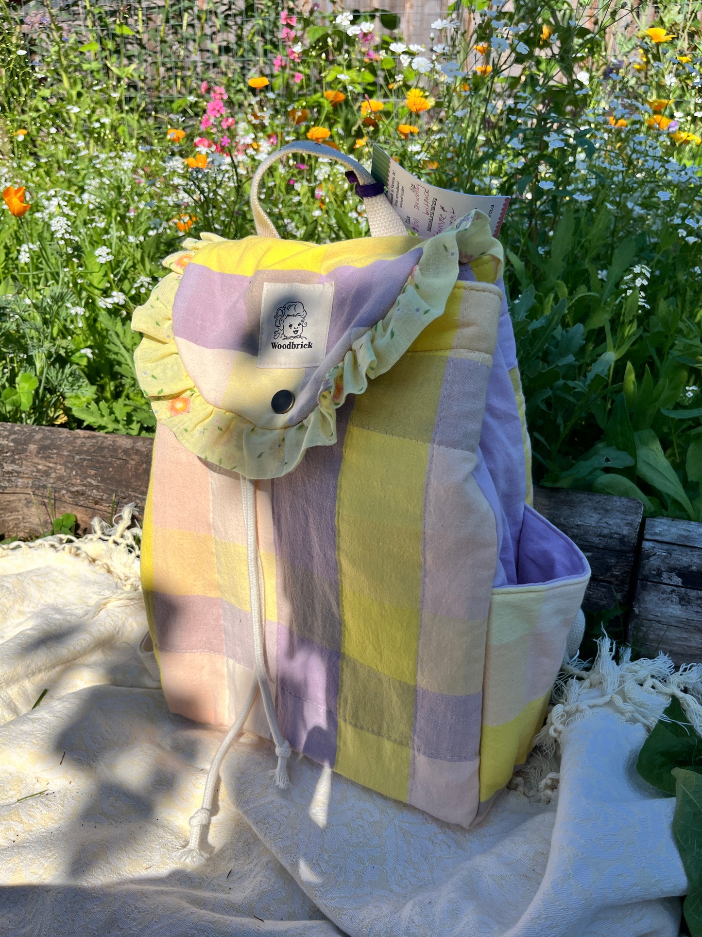 "Sunny Skies" Quilted Drawstring Backpack - Sample