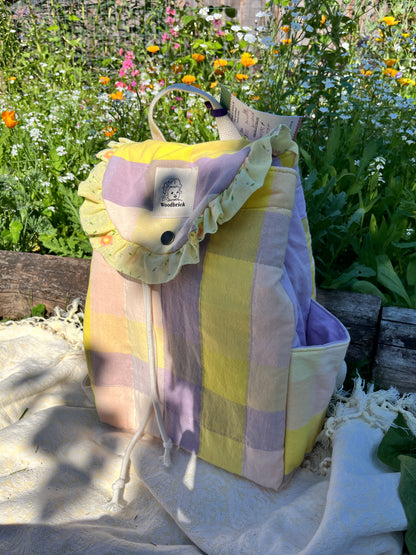 "Sunny Skies" Quilted Drawstring Backpack - Sample