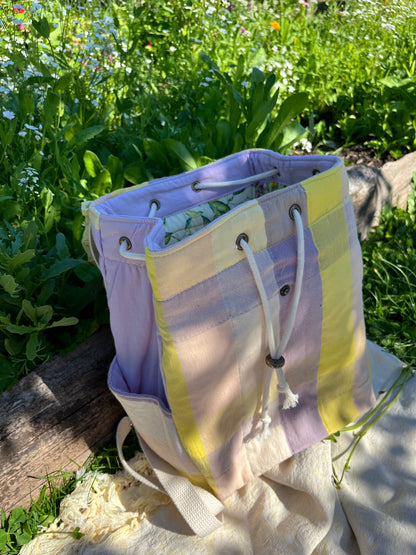 "Sunny Skies" Quilted Drawstring Backpack - Sample