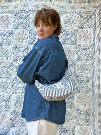"Seabreeze" Upcycled Sidekick Crescent Bag