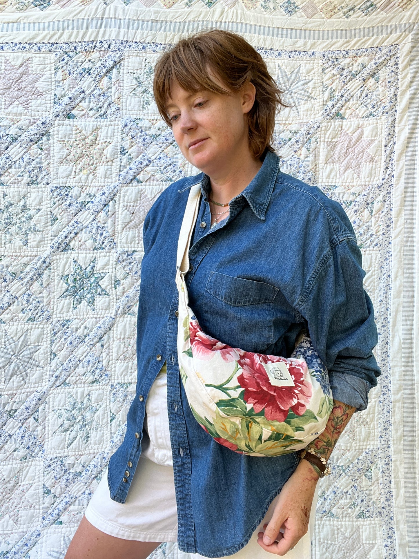 "Summer Garden" Upcycled Classic Crescent Bag