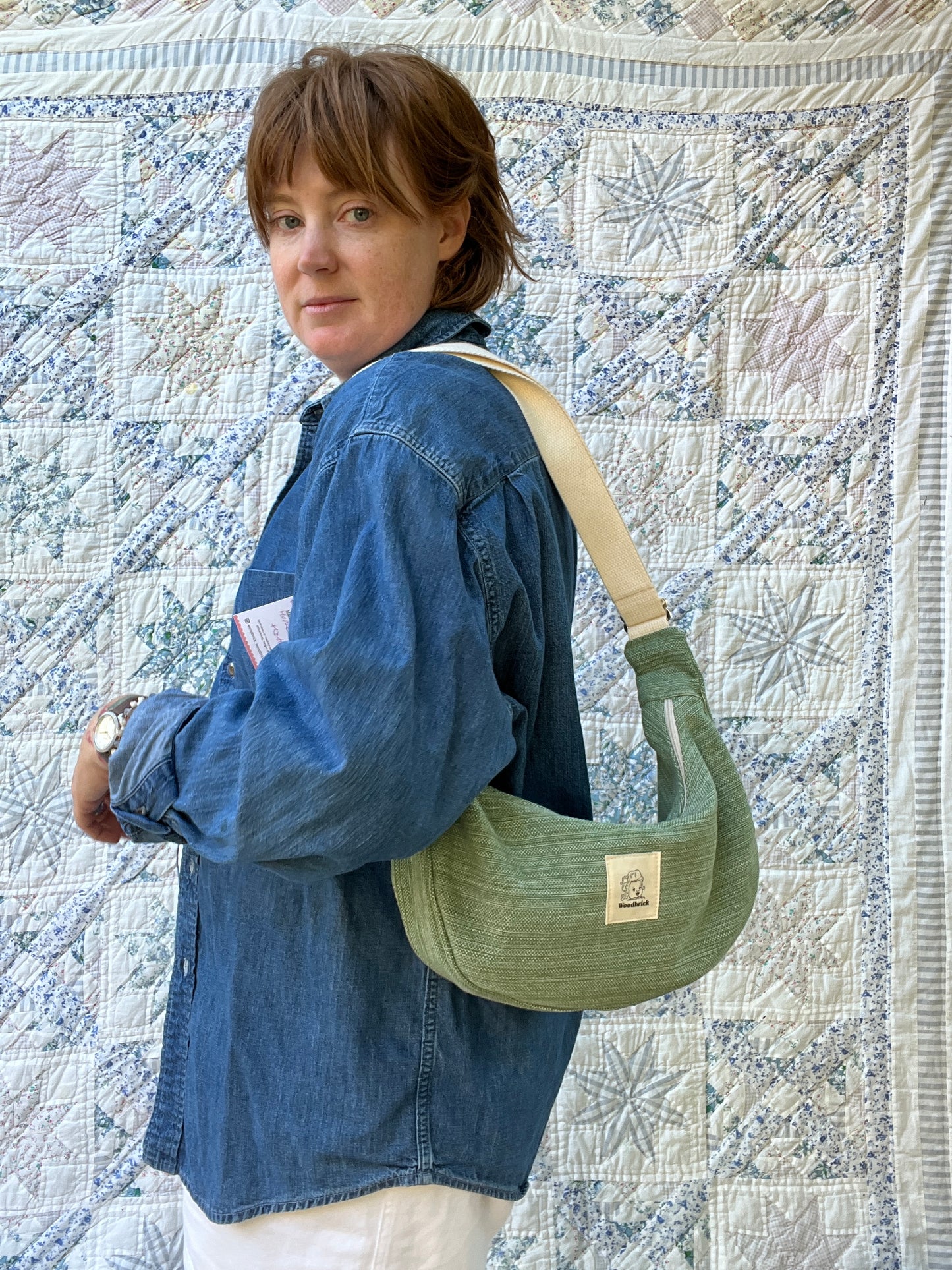 "Seaweed" Upcycled Classic Crescent Bag