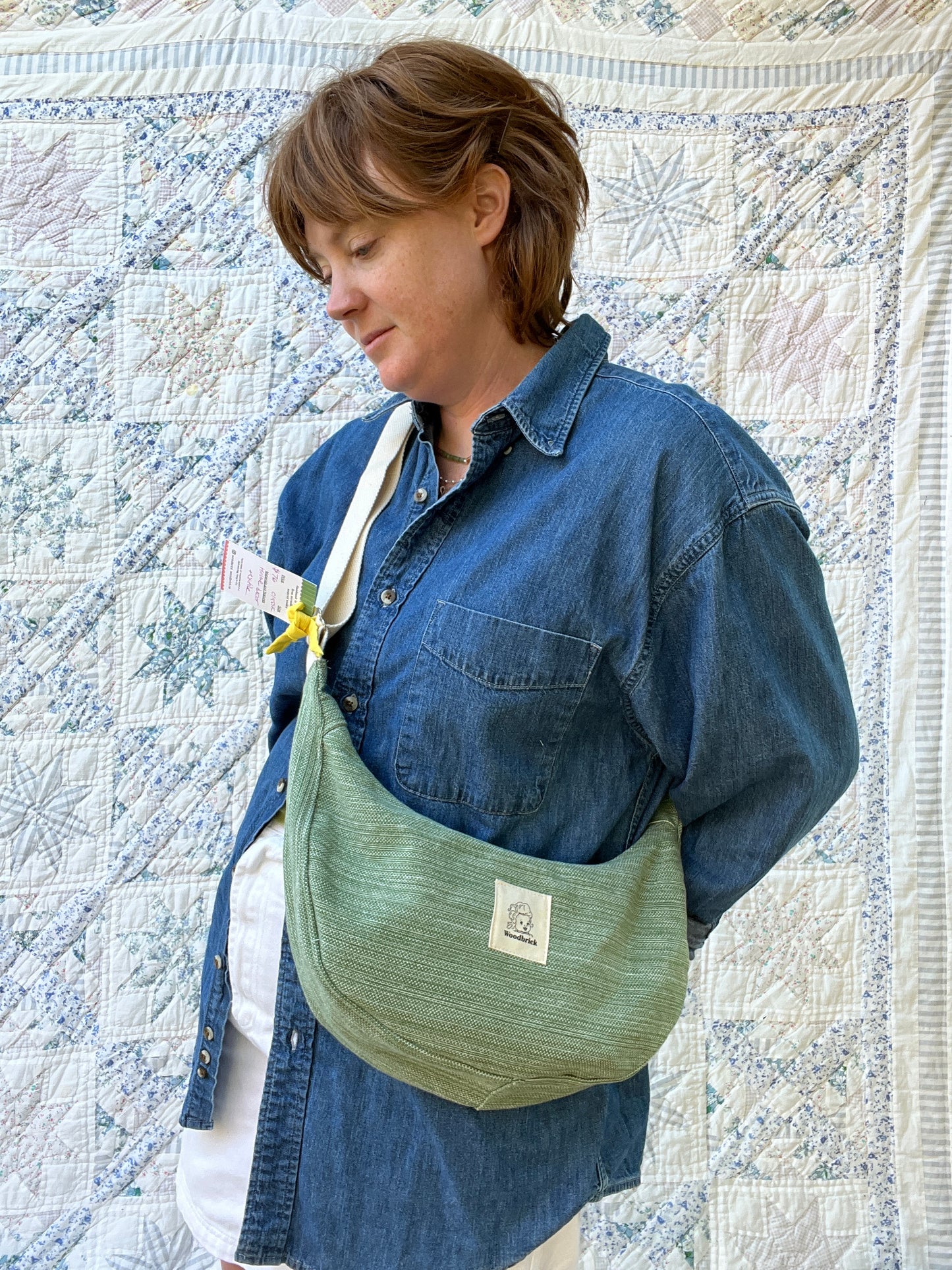 "Seaweed" Upcycled Classic Crescent Bag