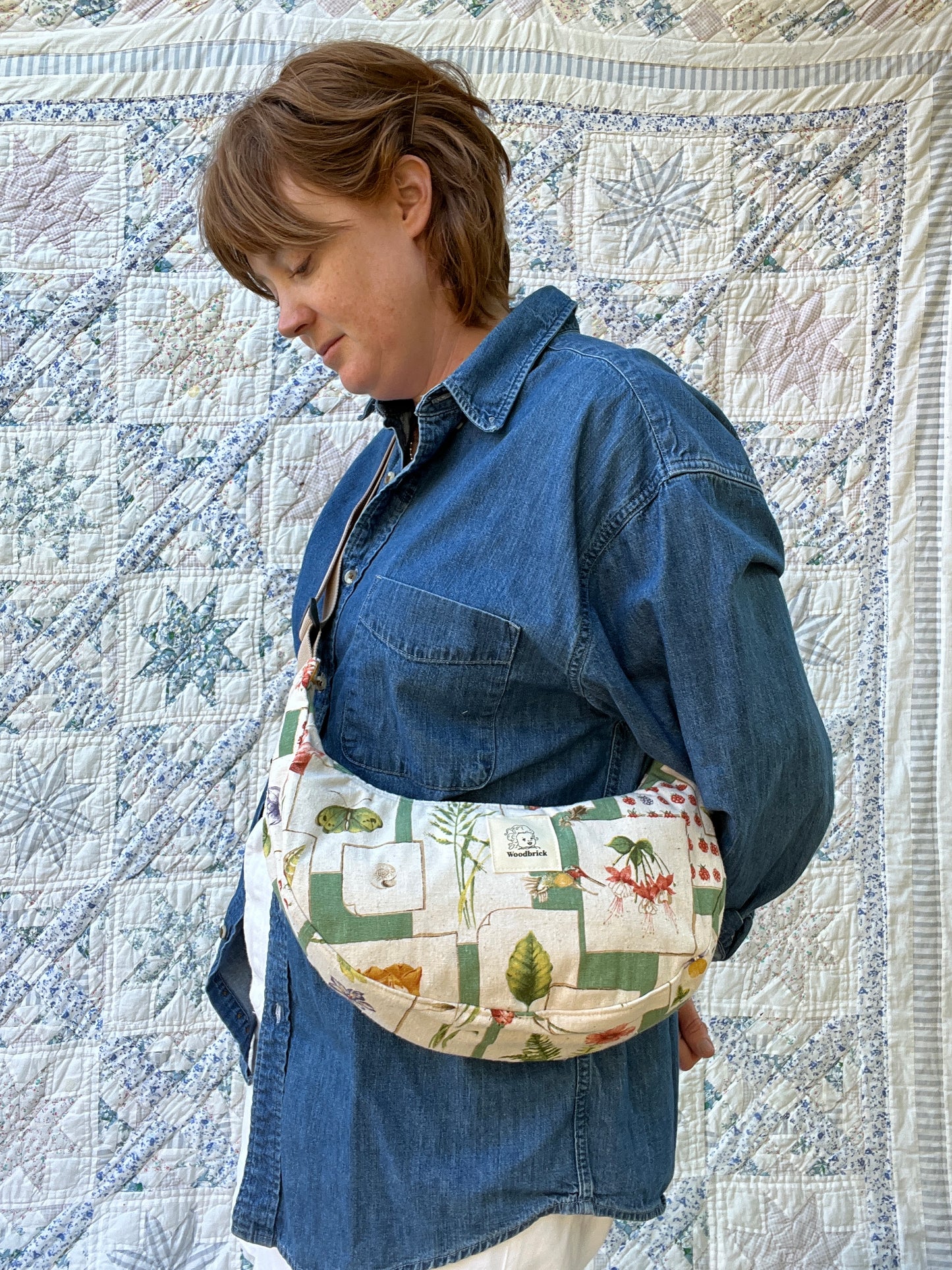 "Flora and Fauna" Upcycled Classic Crescent Bag