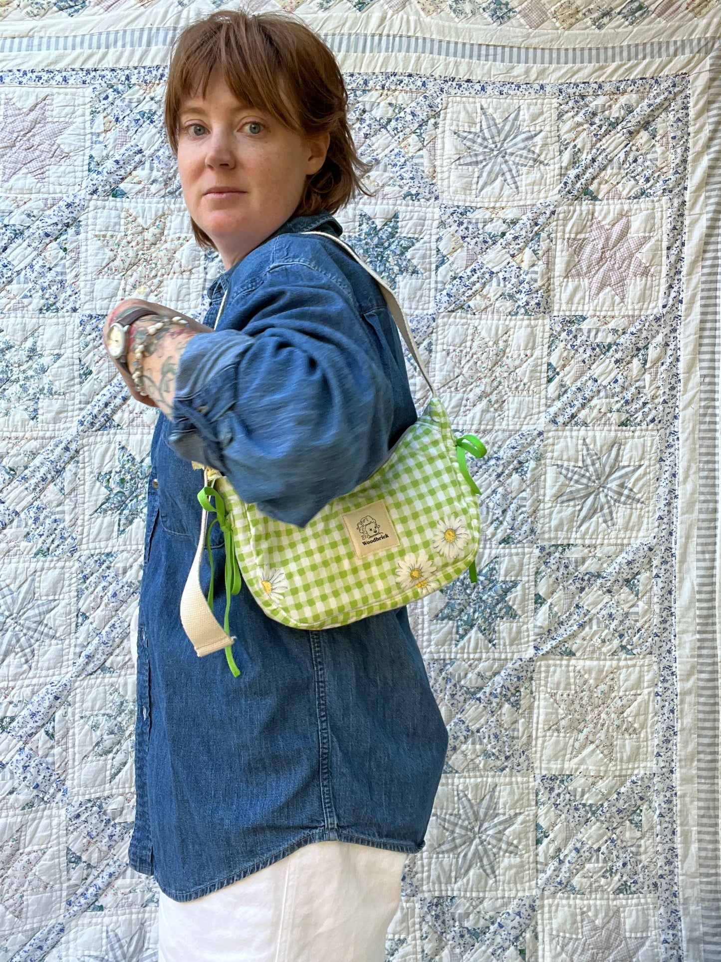 "Daisy Gingham" Lil’ Shoulder Bag with Bows