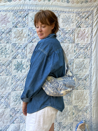 "French Country" Upcycled Classic Crescent Bag