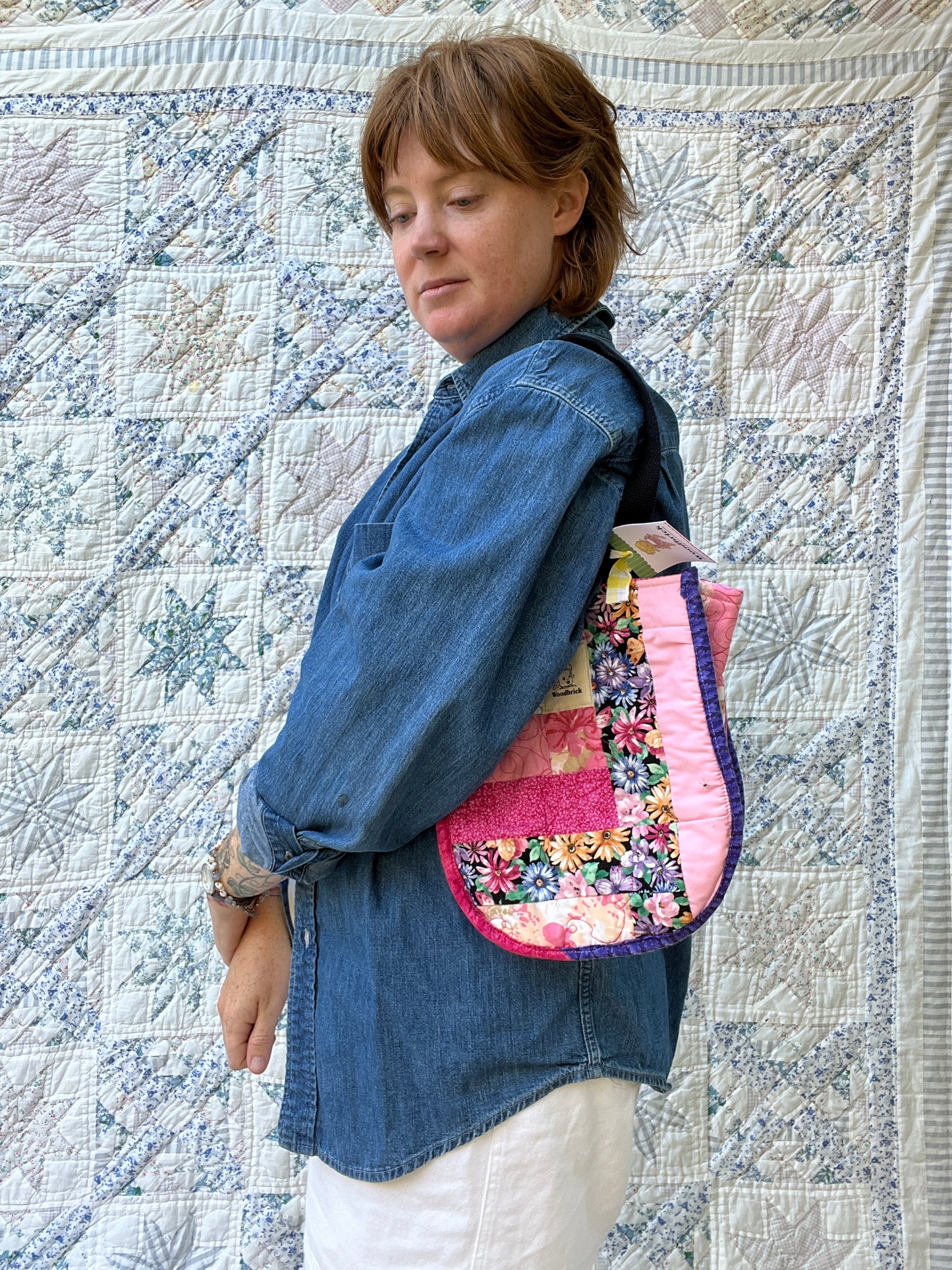 "Diana Degarmo" Lulu-style upcycled quilt shopping bag