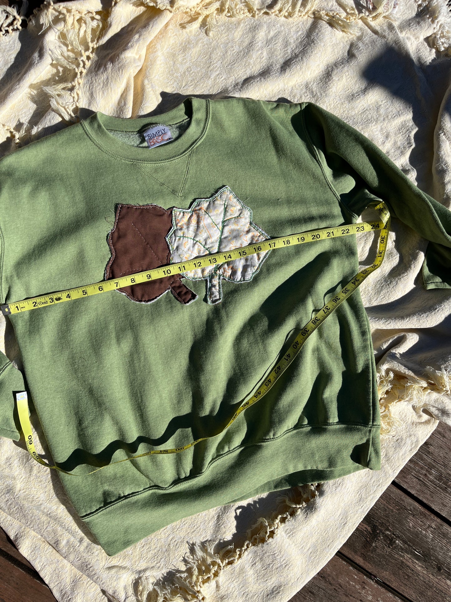 "Green Sleaves" Appliqued Sweater