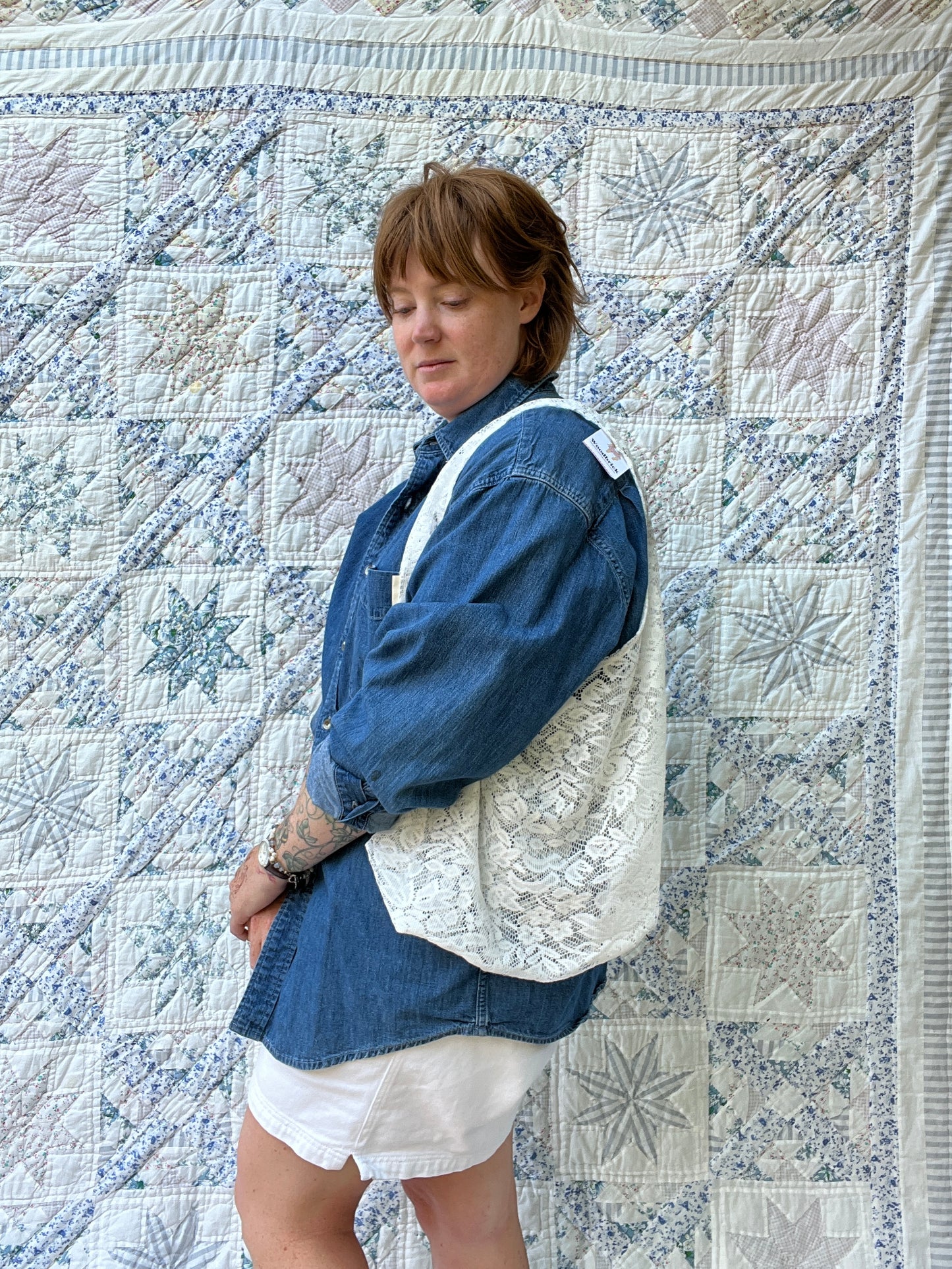 "Simplicity of Lace" Slouchy Lace Tote - Large