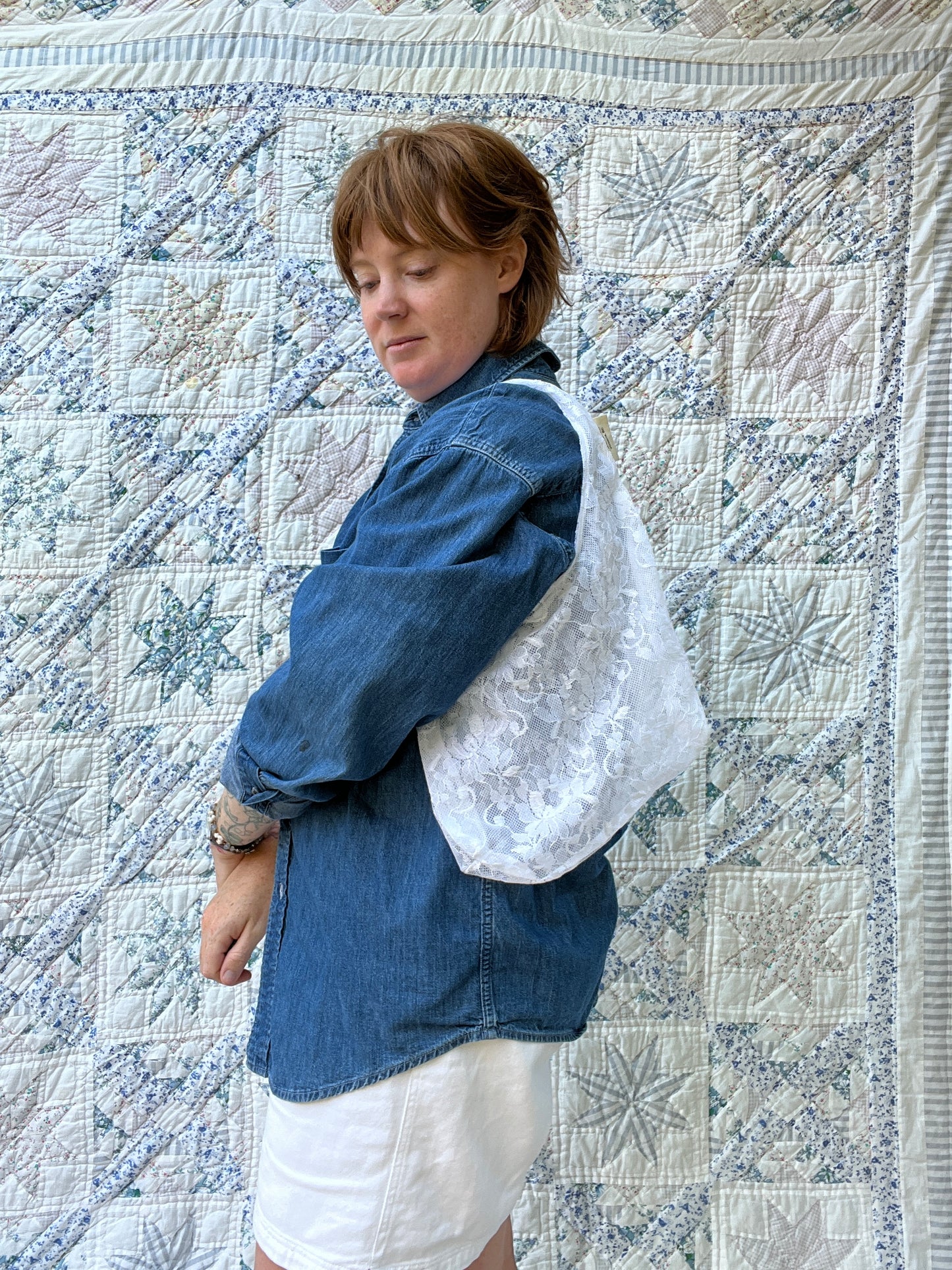 "Simplicity of Lace" Slouchy Lace Tote Bags - Small