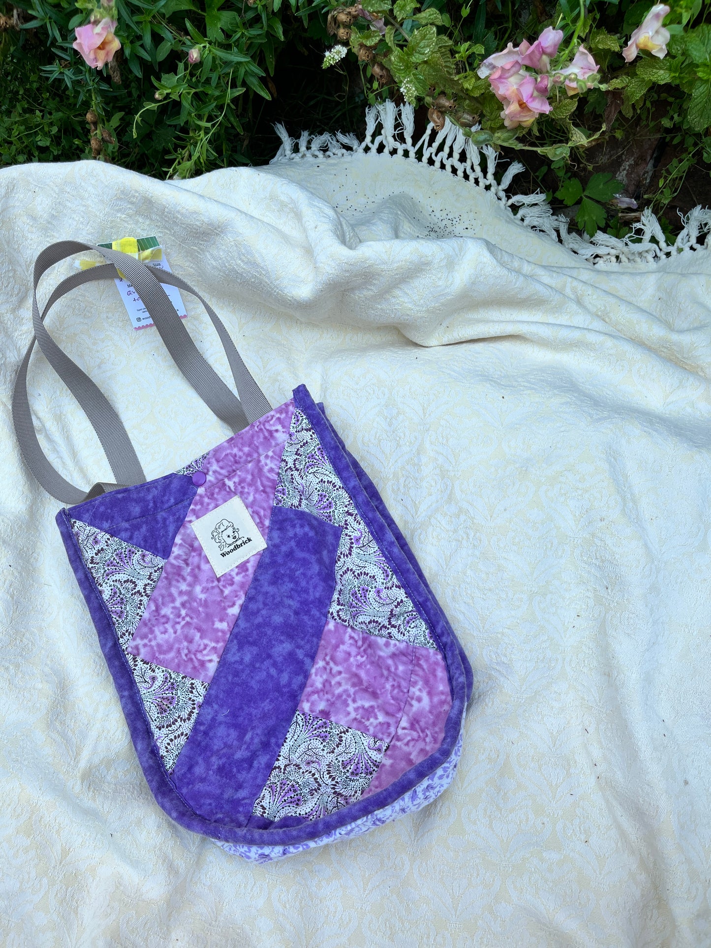 "Purple Palace" Lulu-style upcycled quilt shopping bag