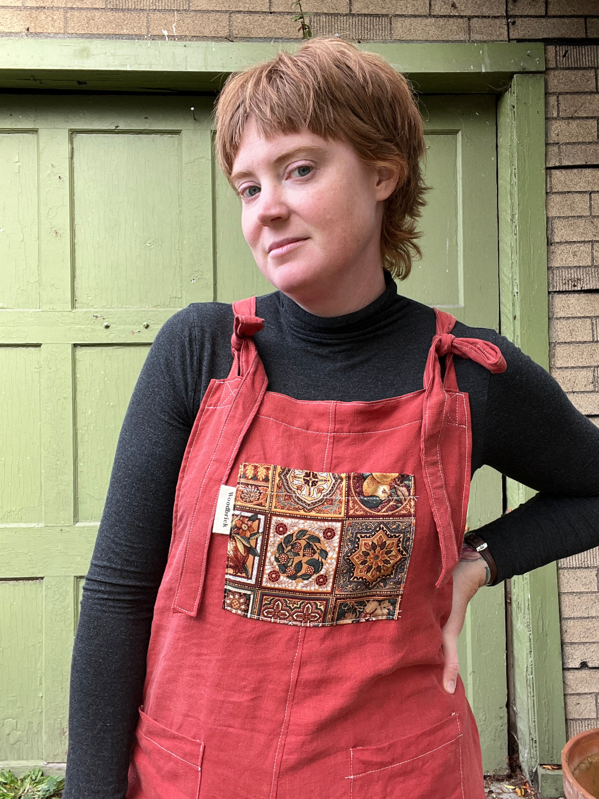 "Rust" Linen Dungarees - XL