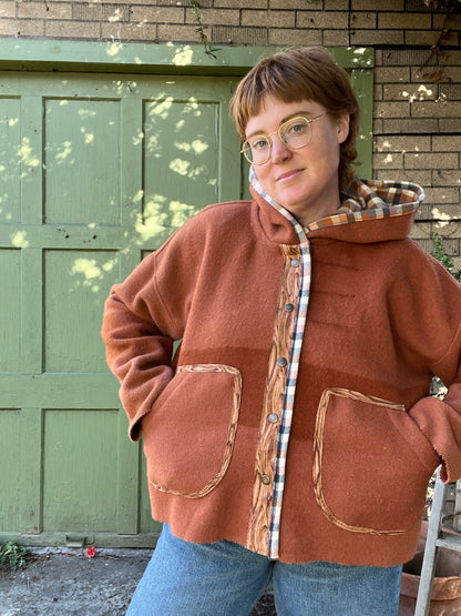 "Rusted Riding Hood" Upcycled Quilt Coat - L/XL