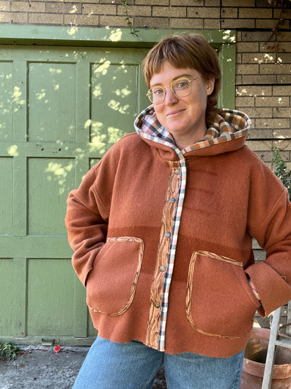 "Rusted Riding Hood" Upcycled Quilt Coat - L/XL