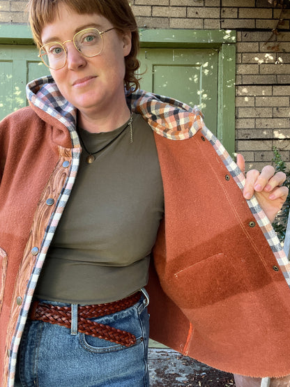 "Rusted Riding Hood" Upcycled Quilt Coat - L/XL