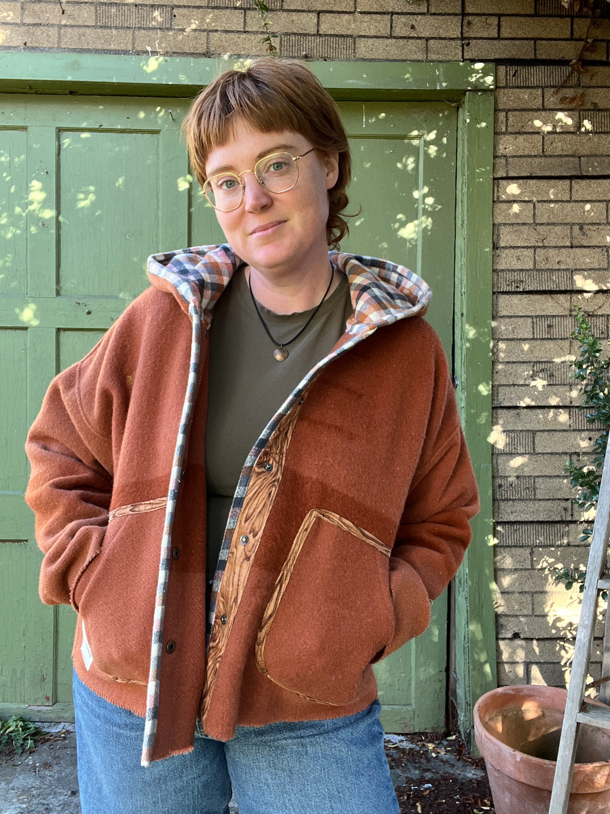 "Rusted Riding Hood" Upcycled Quilt Coat - L/XL