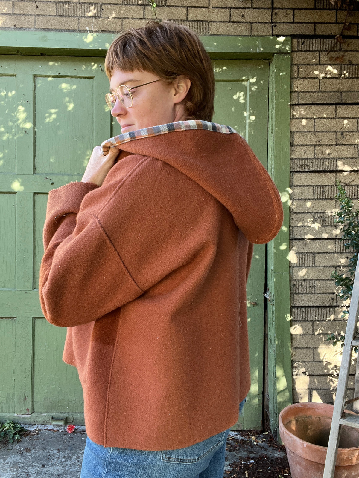 "Rusted Riding Hood" Upcycled Quilt Coat - L/XL