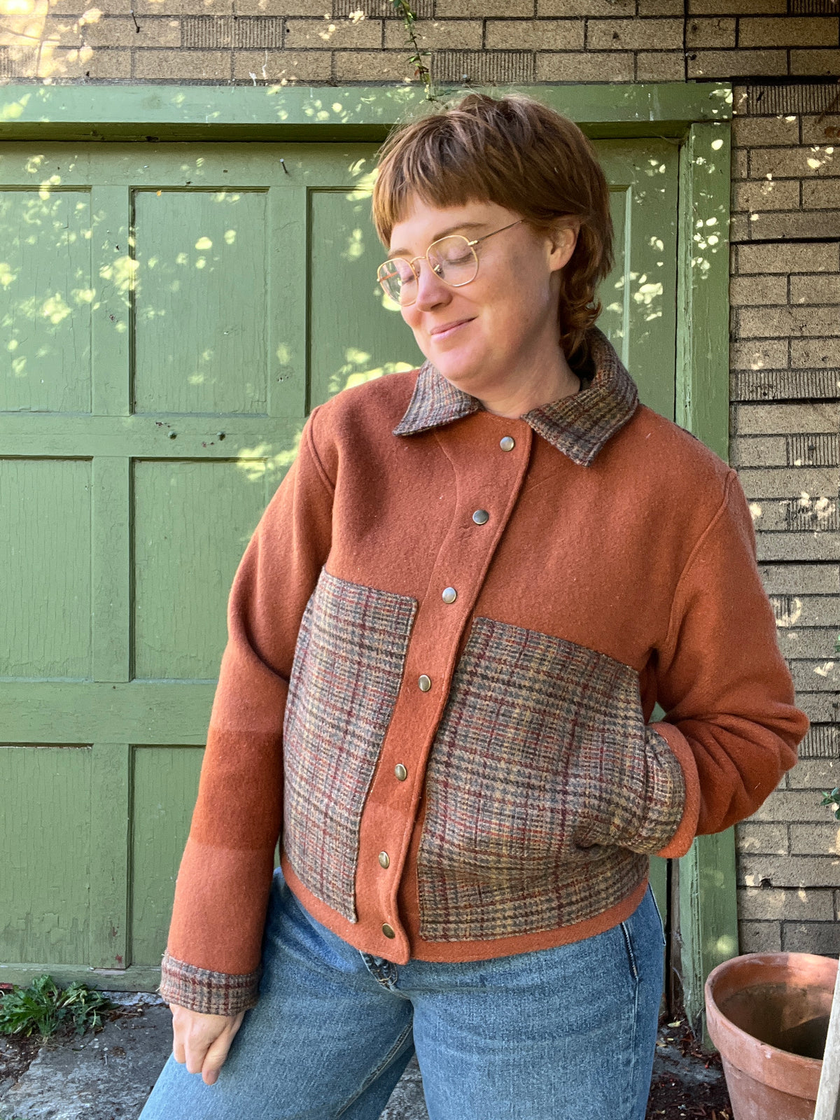 "Maple Leaf" Upcycled Wool Blanket Coat - Chore Coat - M/L