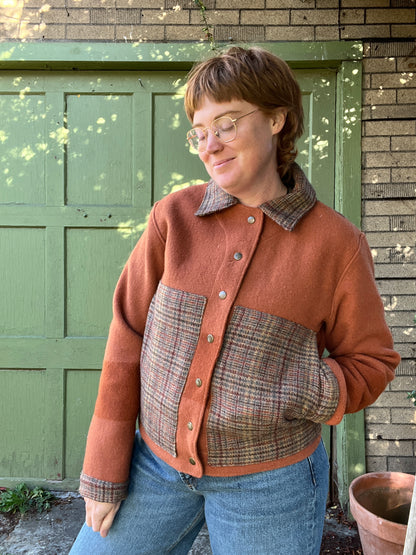 "Maple Leaf" Upcycled Wool Blanket Coat - Chore Coat - M/L