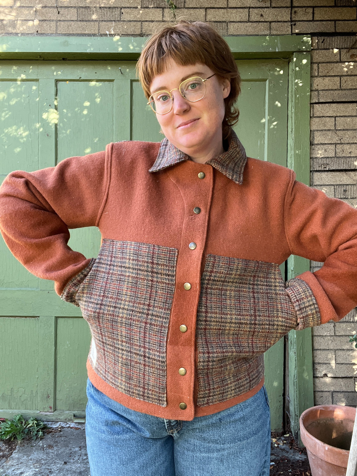 "Maple Leaf" Upcycled Wool Blanket Coat - Chore Coat - M/L
