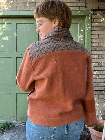 "Maple Leaf" Upcycled Wool Blanket Coat - Chore Coat - M/L