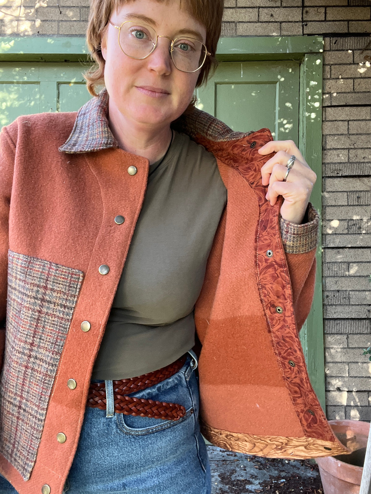 "Maple Leaf" Upcycled Wool Blanket Coat - Chore Coat - M/L
