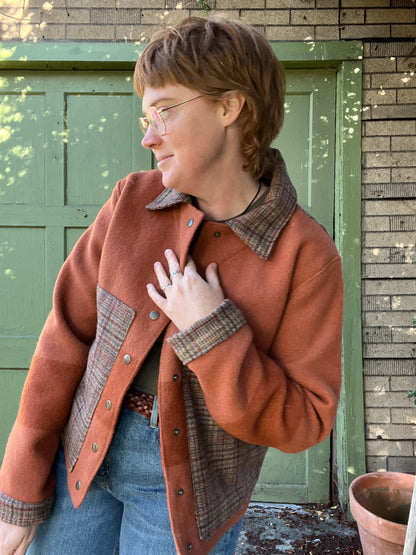 "Maple Leaf" Upcycled Wool Blanket Coat - Chore Coat - M/L