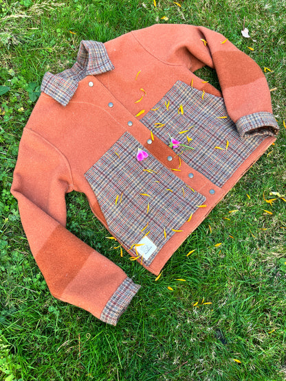 "Maple Leaf" Upcycled Wool Blanket Coat - Chore Coat - M/L