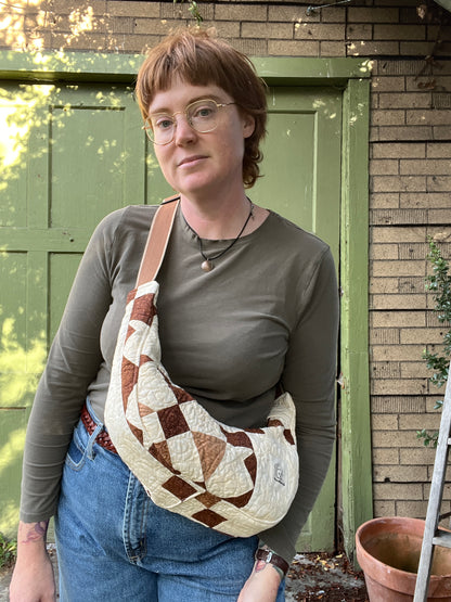 "Blooming Lattice" Upcycled Quilt Classic Crescent Bag