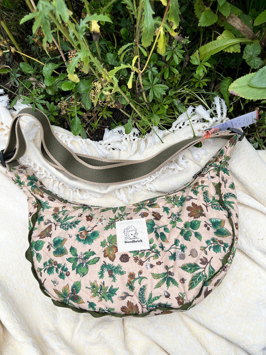 "Squirrelled Away" Upcycled Classic Crescent Bag
