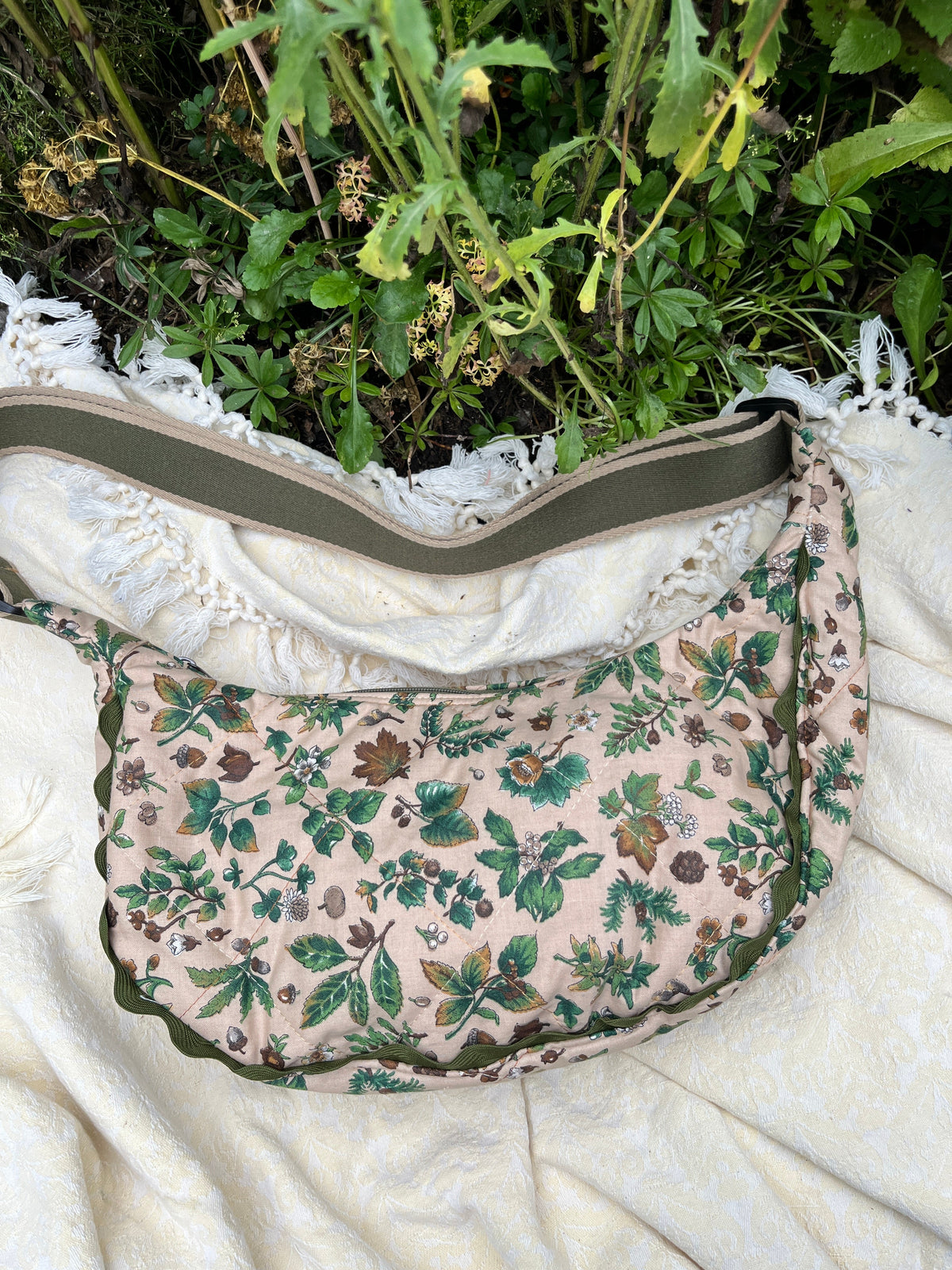 "Squirrelled Away" Upcycled Classic Crescent Bag