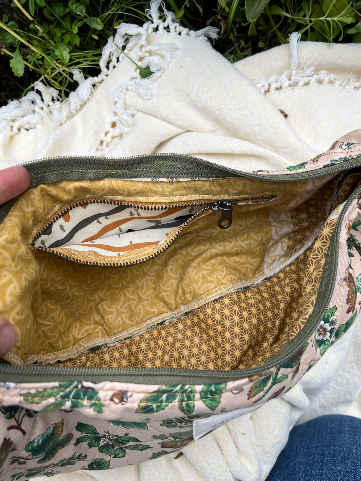 "Squirrelled Away" Upcycled Classic Crescent Bag