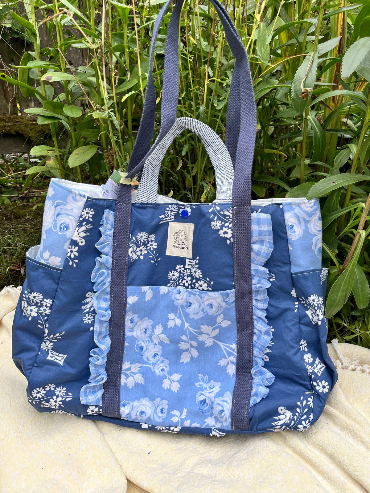 "Forget Me Not" Upcycled Tote Bag