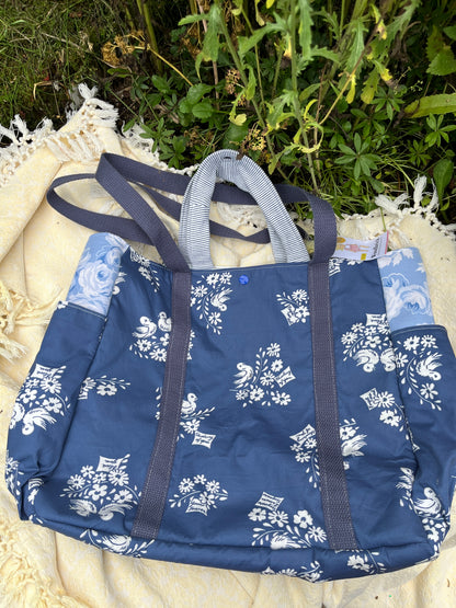 "Forget Me Not" Upcycled Tote Bag