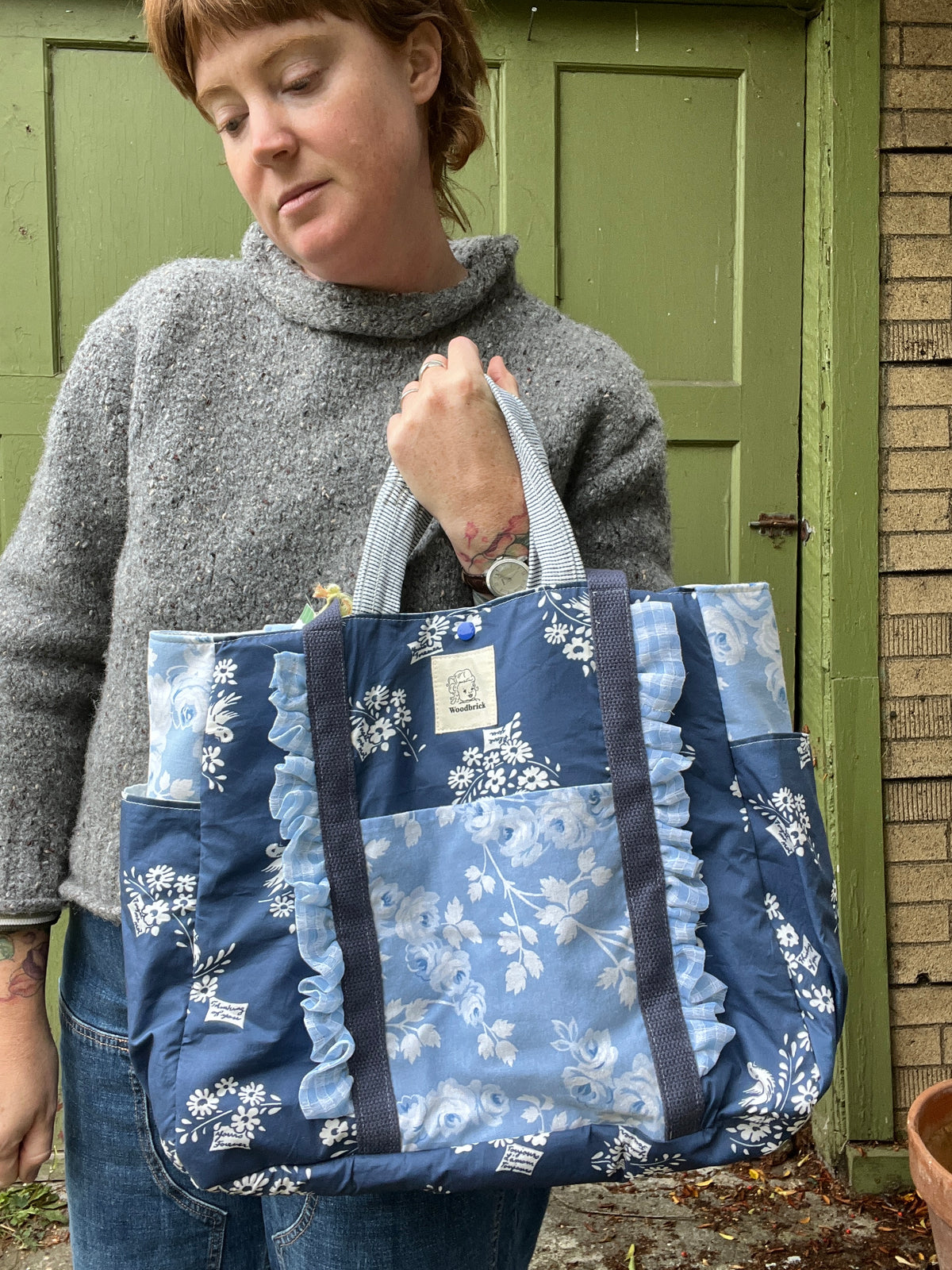 "Forget Me Not" Upcycled Tote Bag
