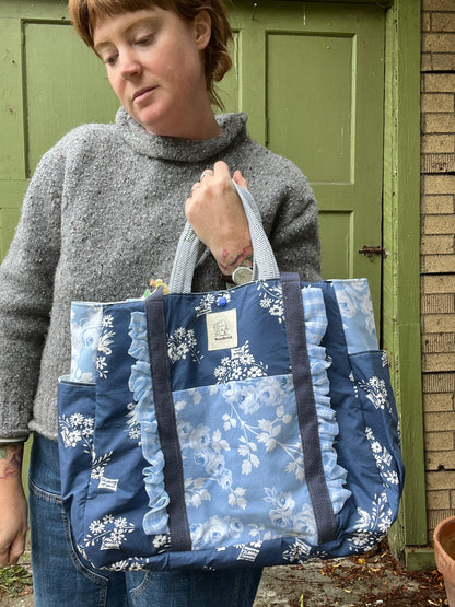 "Forget Me Not" Upcycled Tote Bag