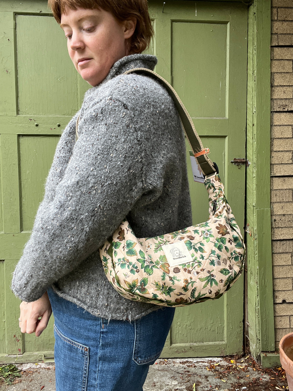 "Squirrelled Away" Upcycled Classic Crescent Bag