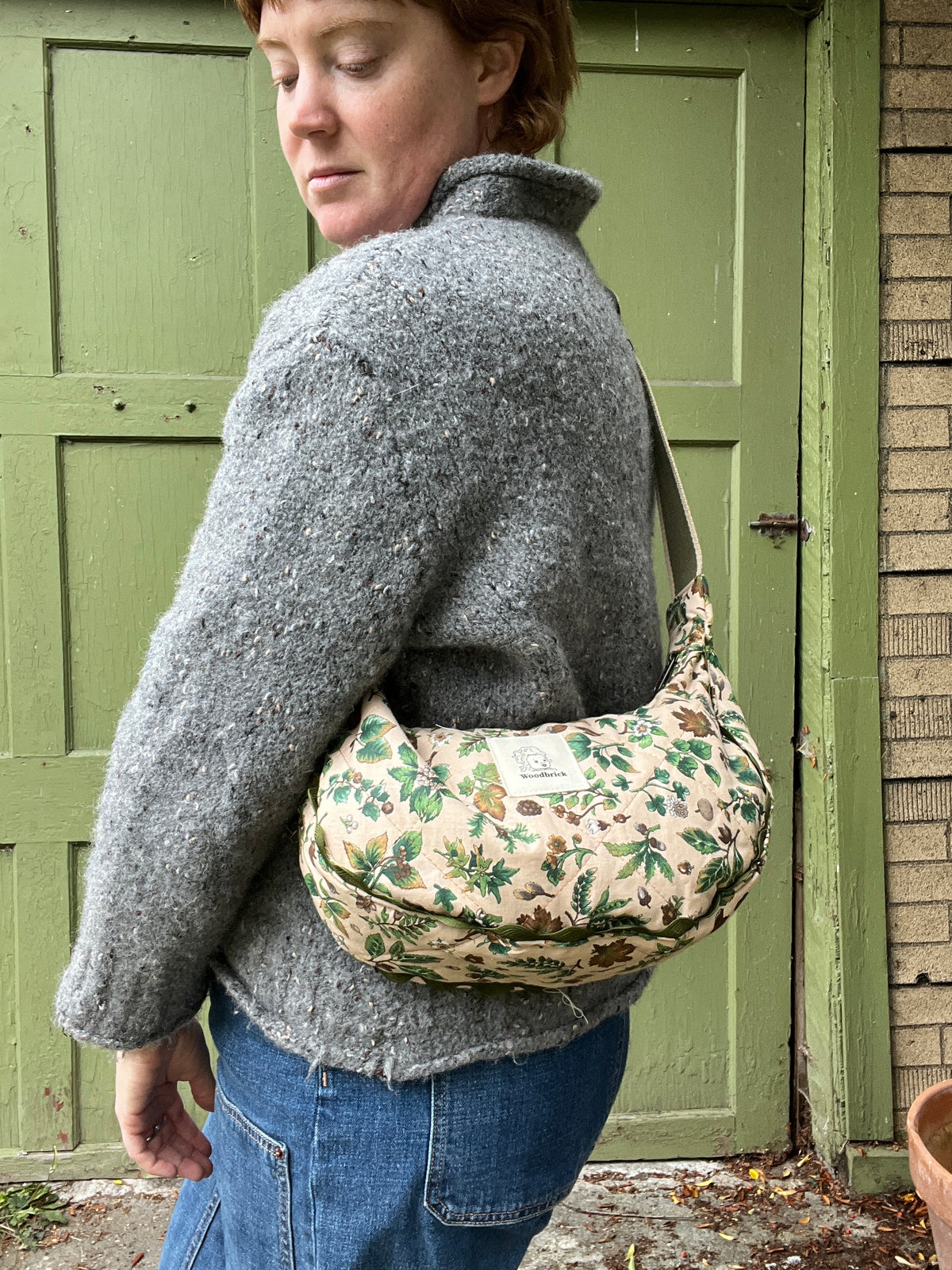 "Squirrelled Away" Upcycled Classic Crescent Bag